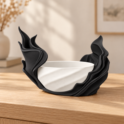 Vaso Alga — Preto — vaso interno branco, sem planta