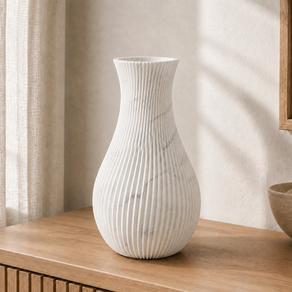 Cannelé — vaso grande 25 cm na cor Mármore