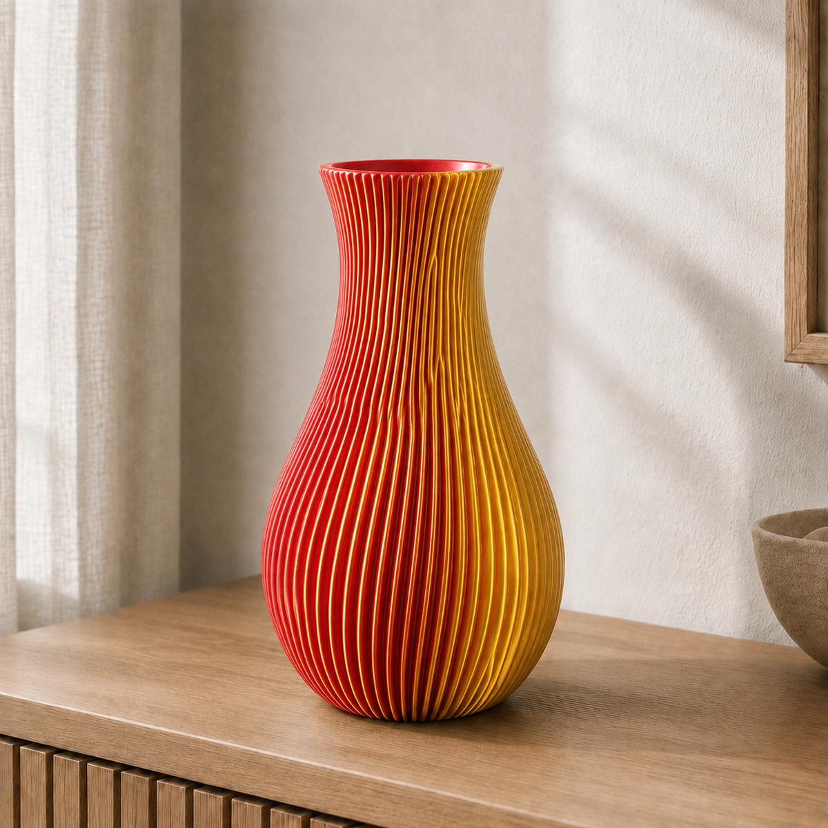 Cannelé — vaso grande 25 cm na cor Vermelho e Dourado
