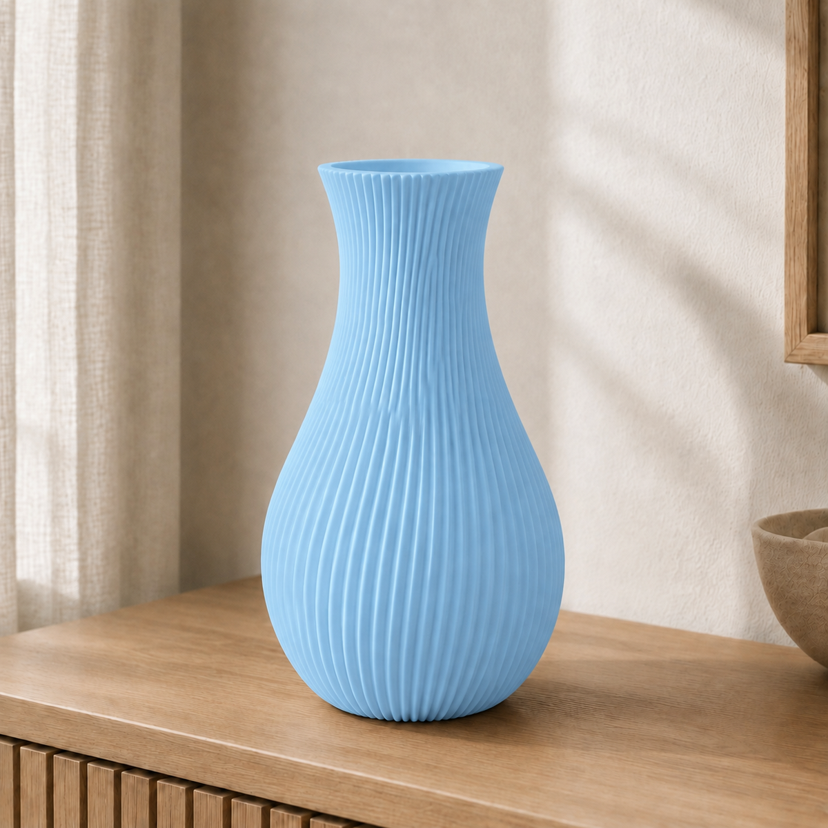 Cannelé — vaso grande 25 cm na cor Azul Celeste