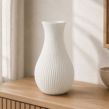 Cannelé — vaso grande 25 cm na cor Branco