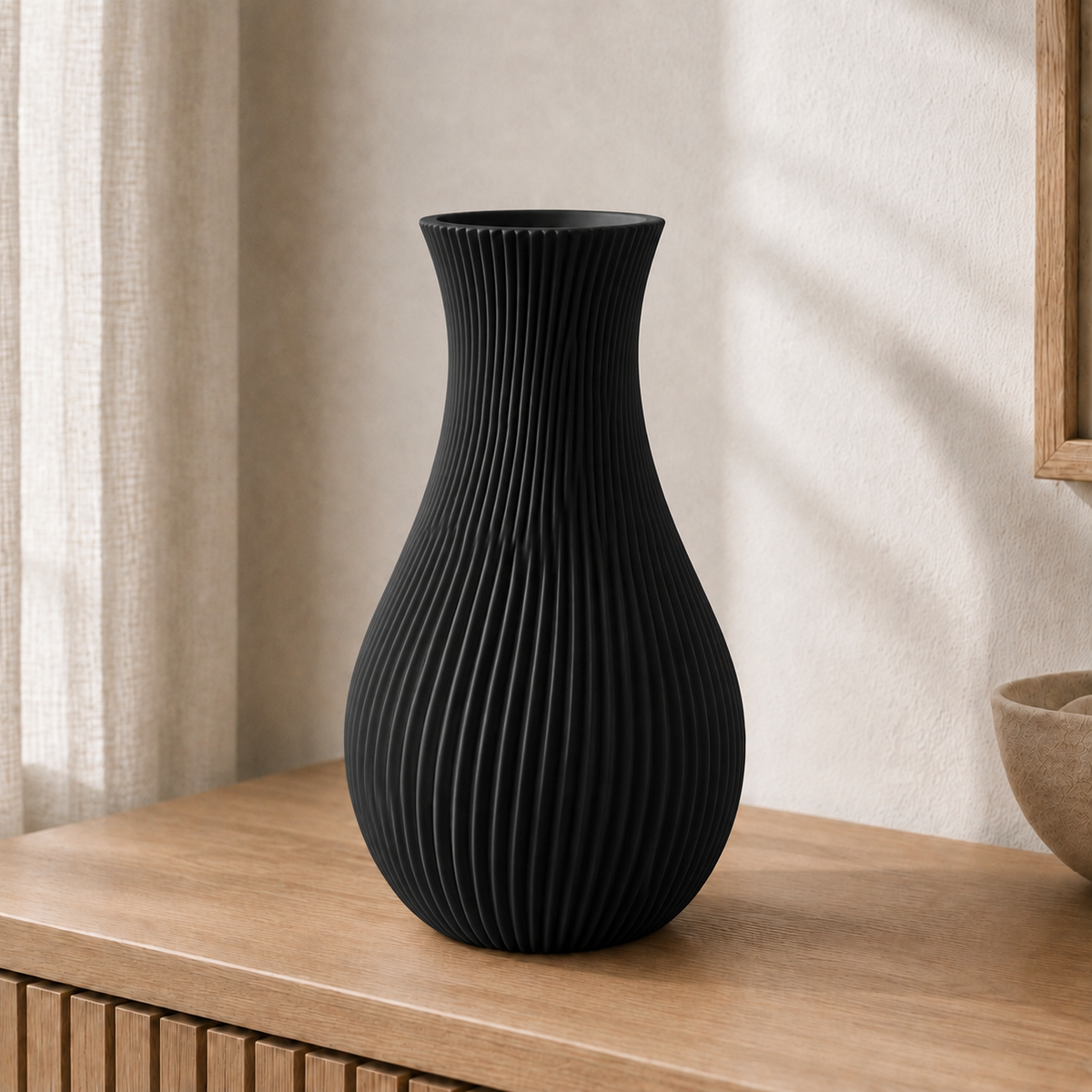 Cannelé — vaso grande 25 cm na cor Preto