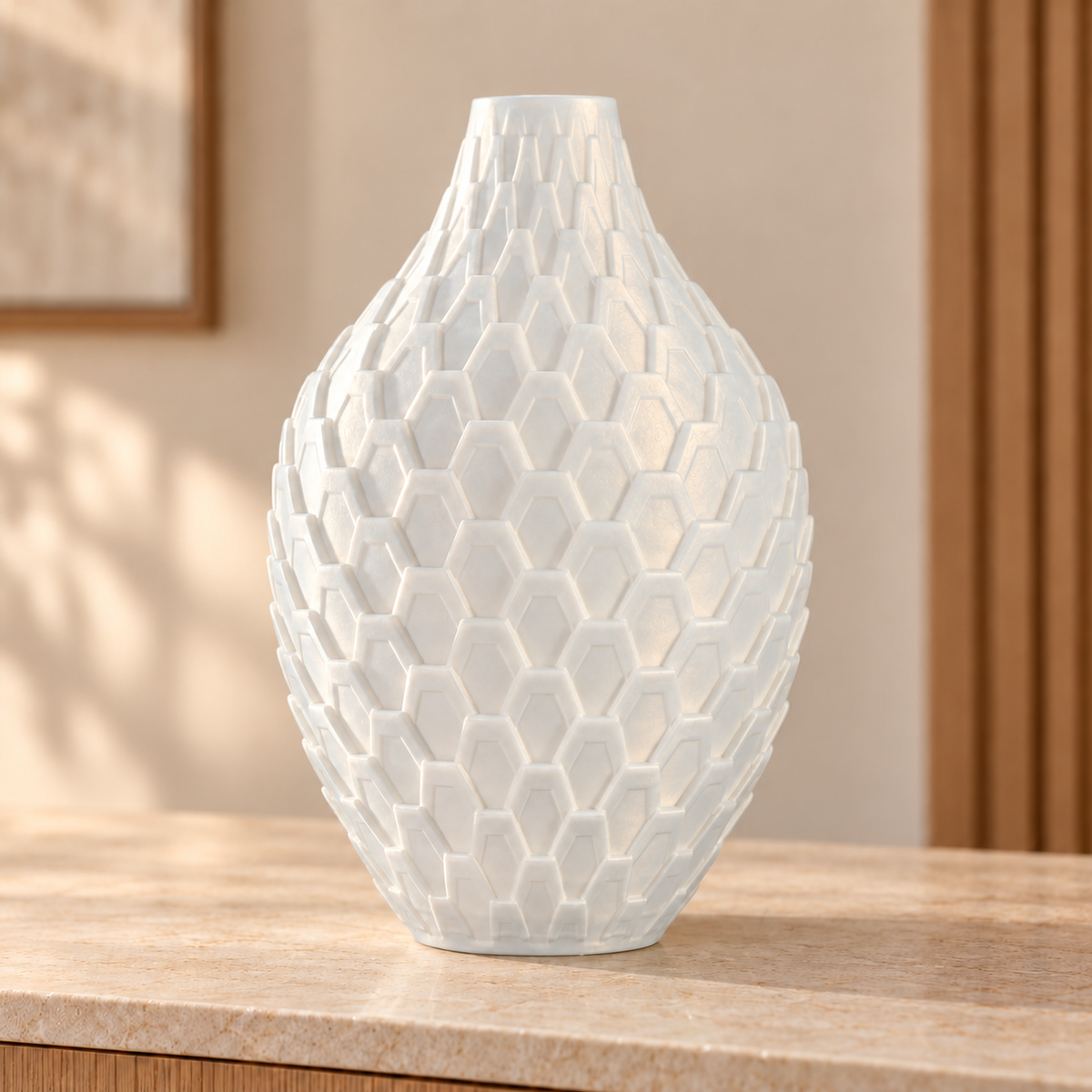Vaso Colmeia — Geometria em Alto-Relevo na cor Translúcido