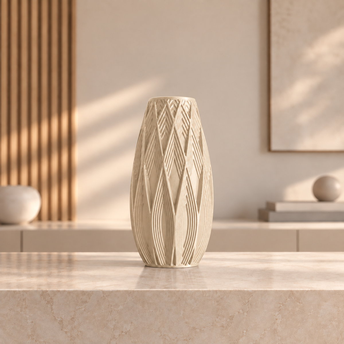 Vaso Traços — Design Geométrico em Alto-Relevo na cor Amarelo