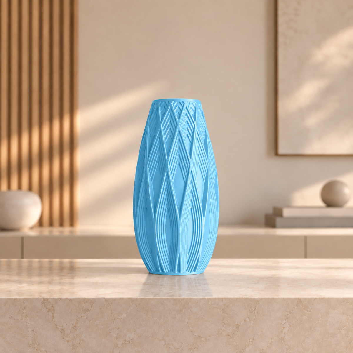 Vaso Traços — Design Geométrico em Alto-Relevo na cor Dark Blue