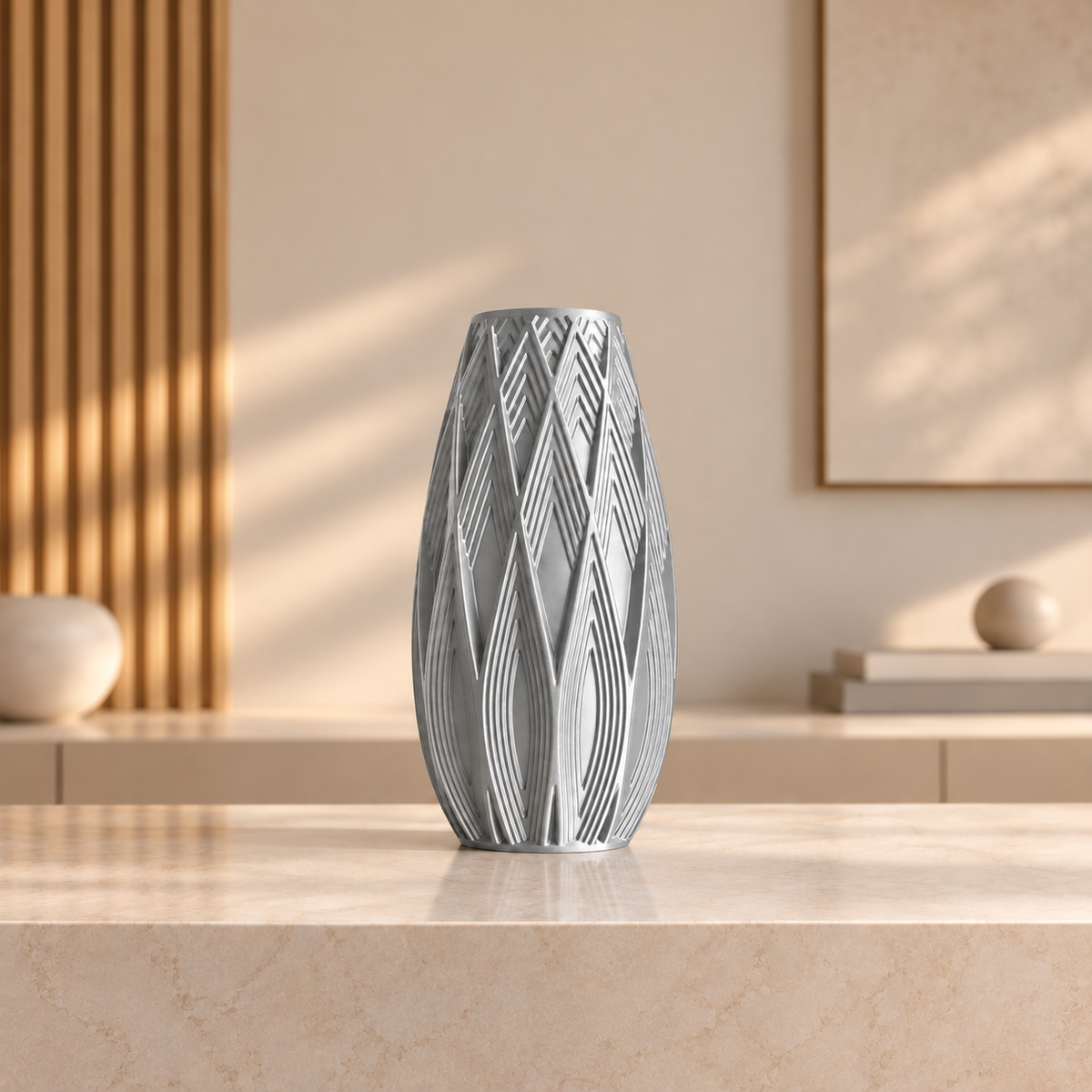 Vaso Traços — Design Geométrico em Alto-Relevo na cor Dourado