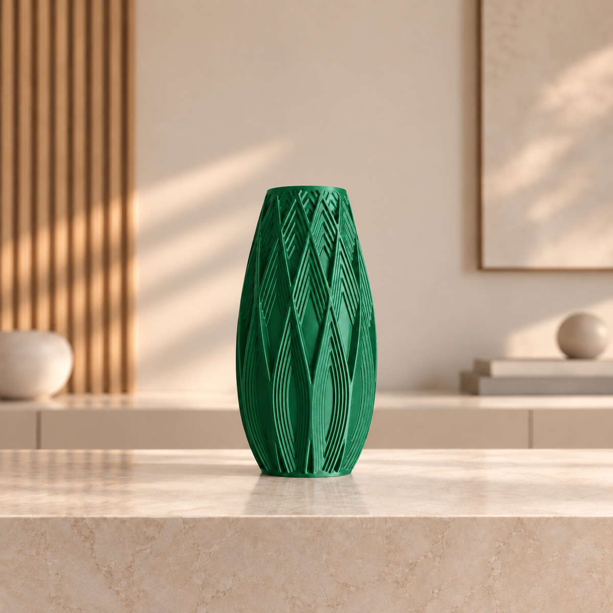 Vaso Traços — Design Geométrico em Alto-Relevo na cor Holly Green