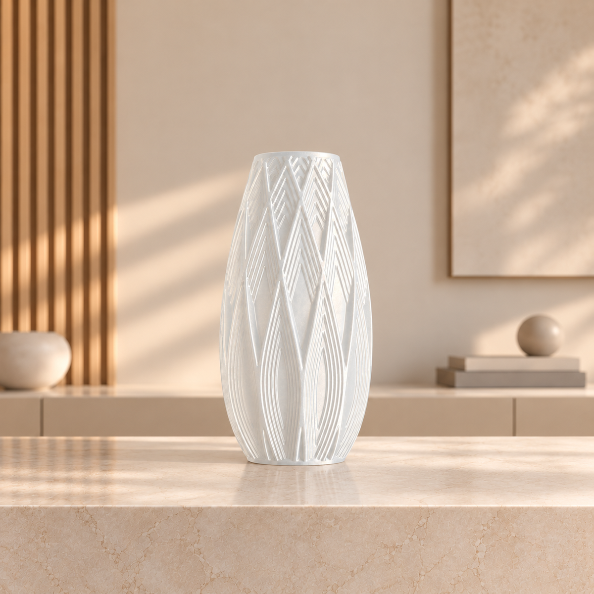 Vaso Traços — Design Geométrico em Alto-Relevo na cor Prata
