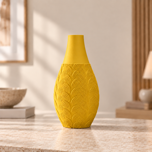 Vaso Trama Botânica na cor Amarelo, produto completo