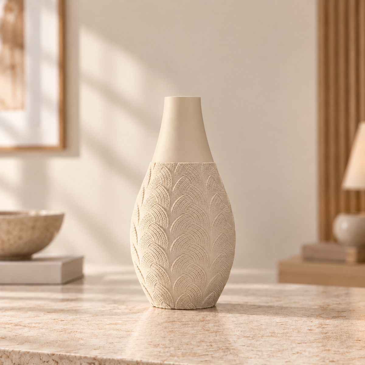 Vaso Trama Botânica na cor Beige, produto completo