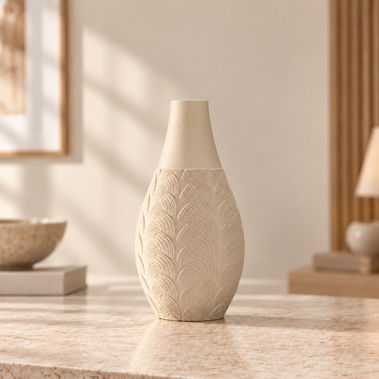 Vaso Trama Botânica na cor Beige, produto completo