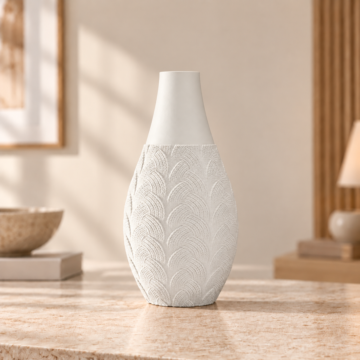 Vaso Trama Botânica na cor Branco, produto completo