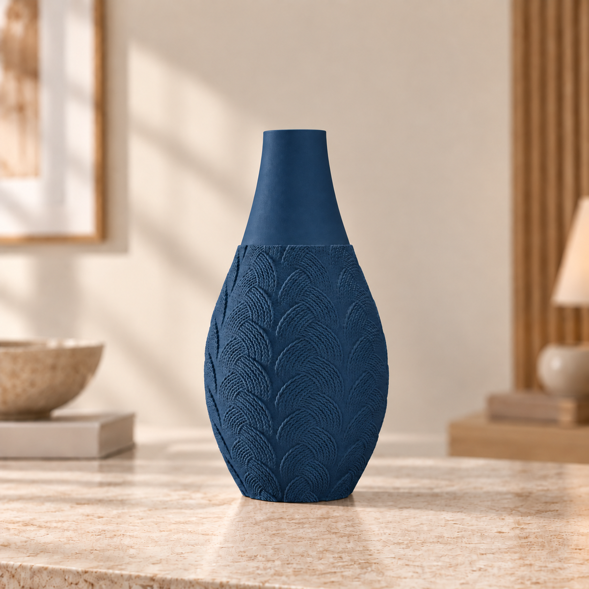 Vaso Trama Botânica na cor Dark Blue, produto completo