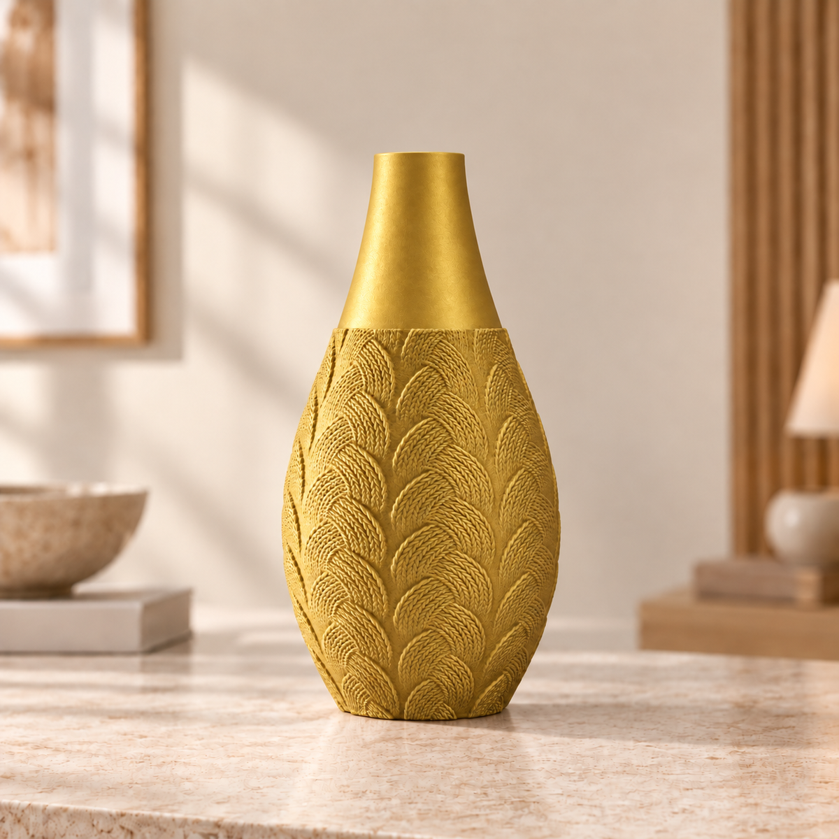Vaso Trama Botânica na cor Dourado, produto completo