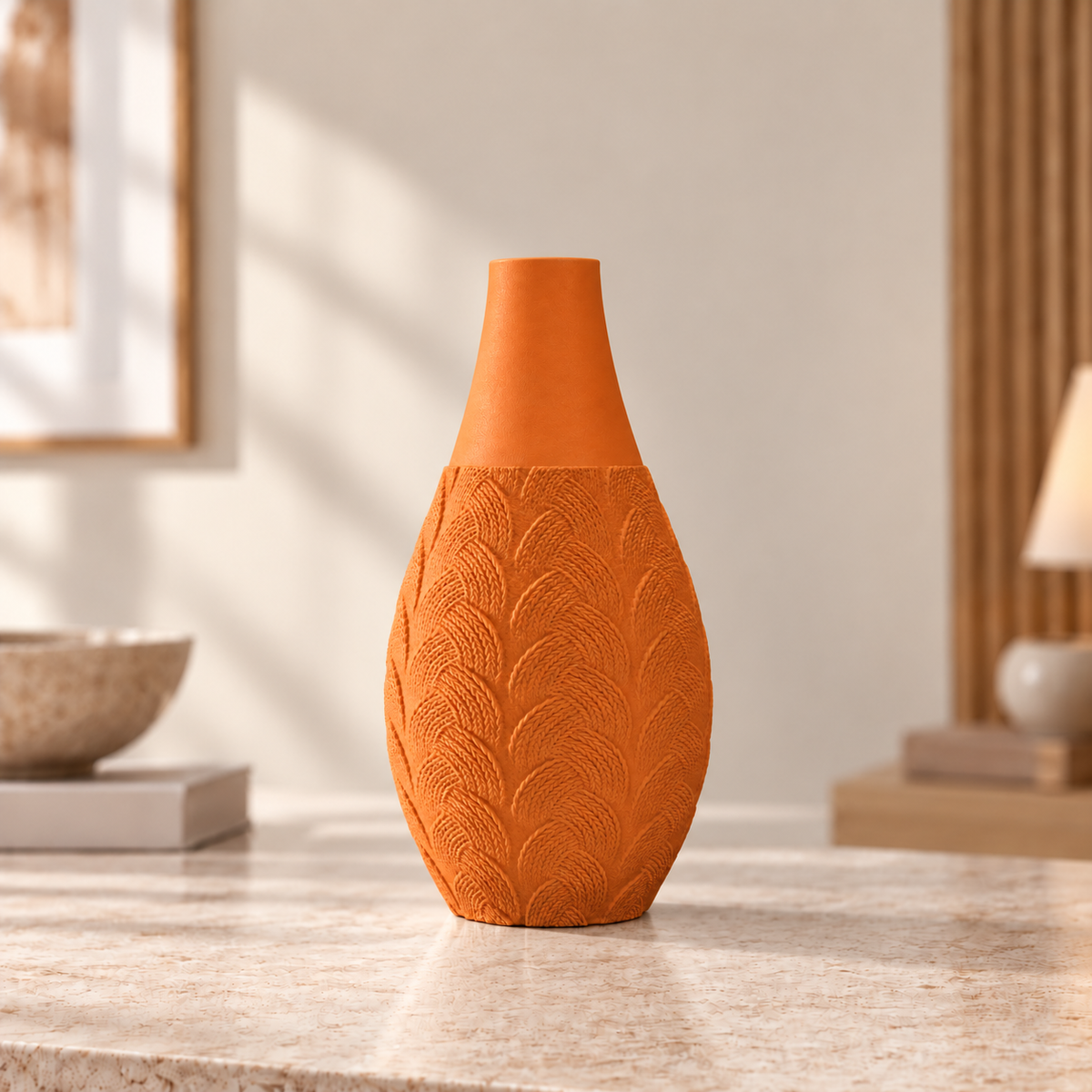 Vaso Trama Botânica na cor Laranja, produto completo