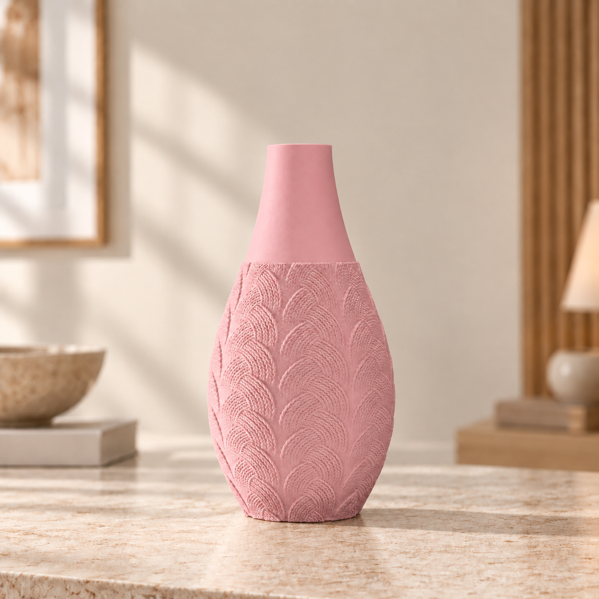 Vaso Trama Botânica na cor Rosa, produto completo