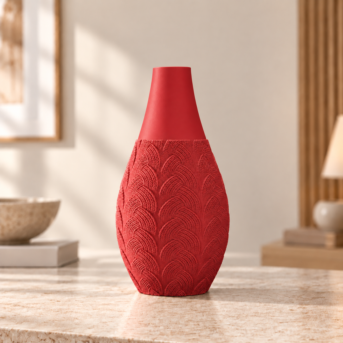 Vaso Trama Botânica na cor Vermelho, produto completo
