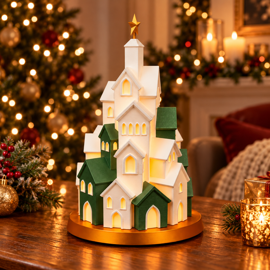 Vila Natalina Iluminada - Branco com Bege - cenário natalino padronizado