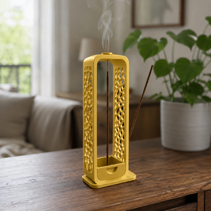 Voronoi — Dourado — Porta-incenso com coletor de cinzas