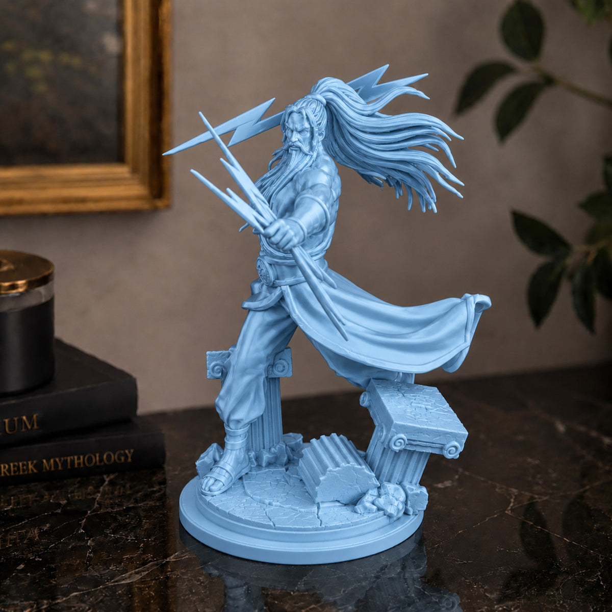 Estátua Zeus - Azul Celeste